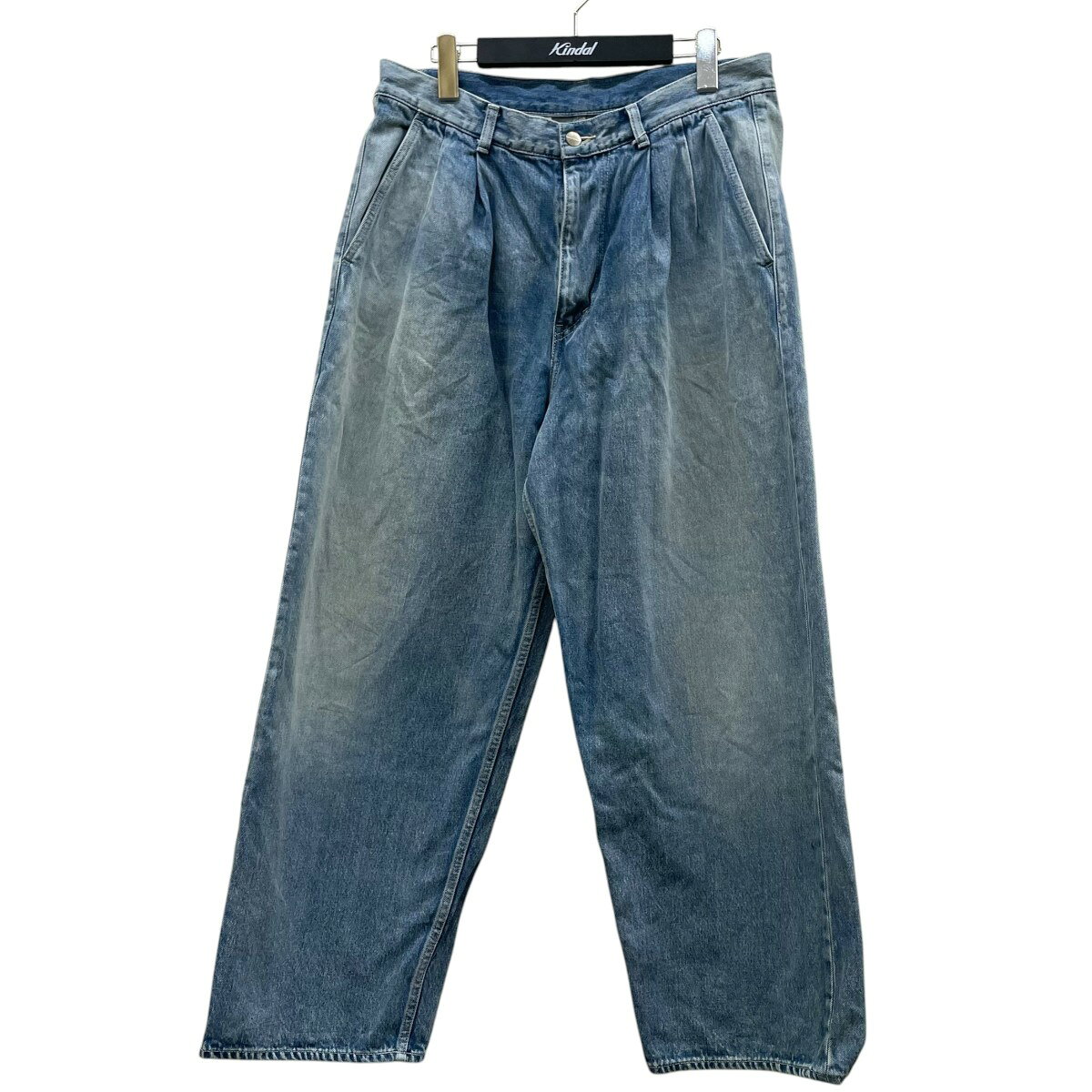 Graphpaper　23SS Selvage Denim Two Tuck Pants セルビッジデニム ツータックパンツ フェイド加工 ワイドテーパードシルエット デニムパンツ GU231-40107LB ブルー サイズ：2 （グラフペーパー）