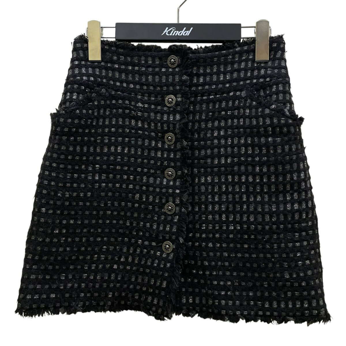 CHANELラメ ツイード ミニスカート P29840V19435 ブラック サイズ：38