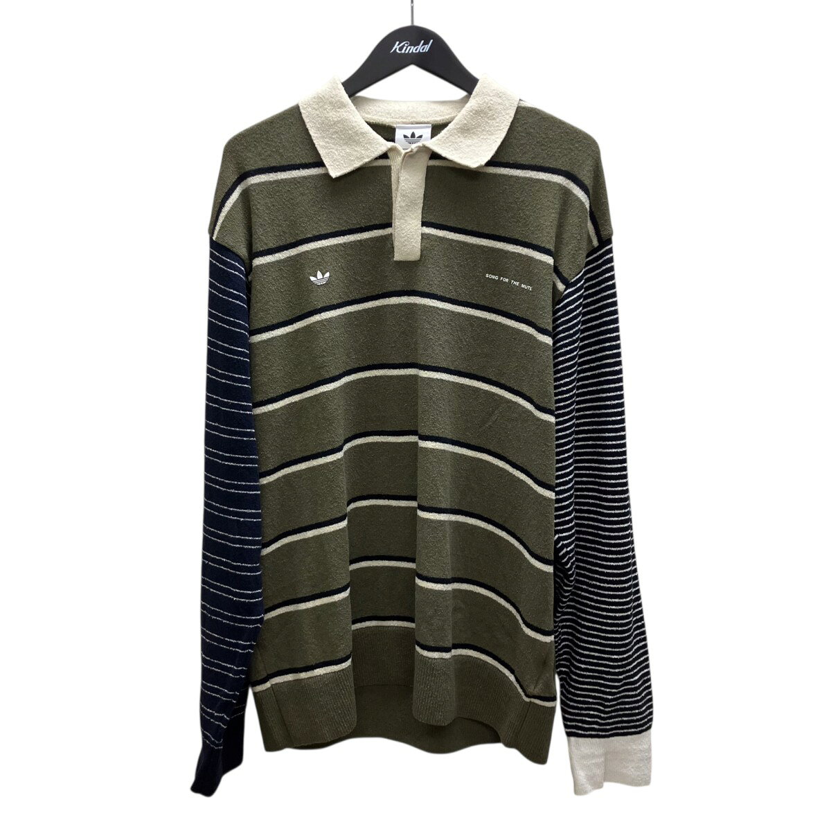 【中古】adidas×Song for the Mute　ADI007 LS TEE OLISTR ALUMIN ボーダーポロシャツ グリーン サイズ：M 【170726】（アディダス×ソングフォーザミュート）