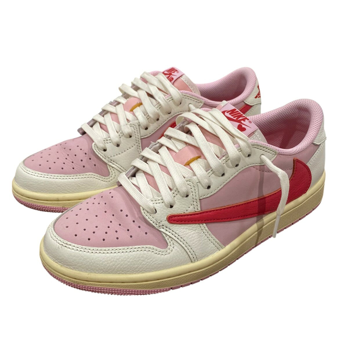 NIKE×TRAVIS SCOTT Air Jordan 1 Retro Low OG スニーカー IQ7604-101 ピンク サイズ：25.5 （ナイキ）