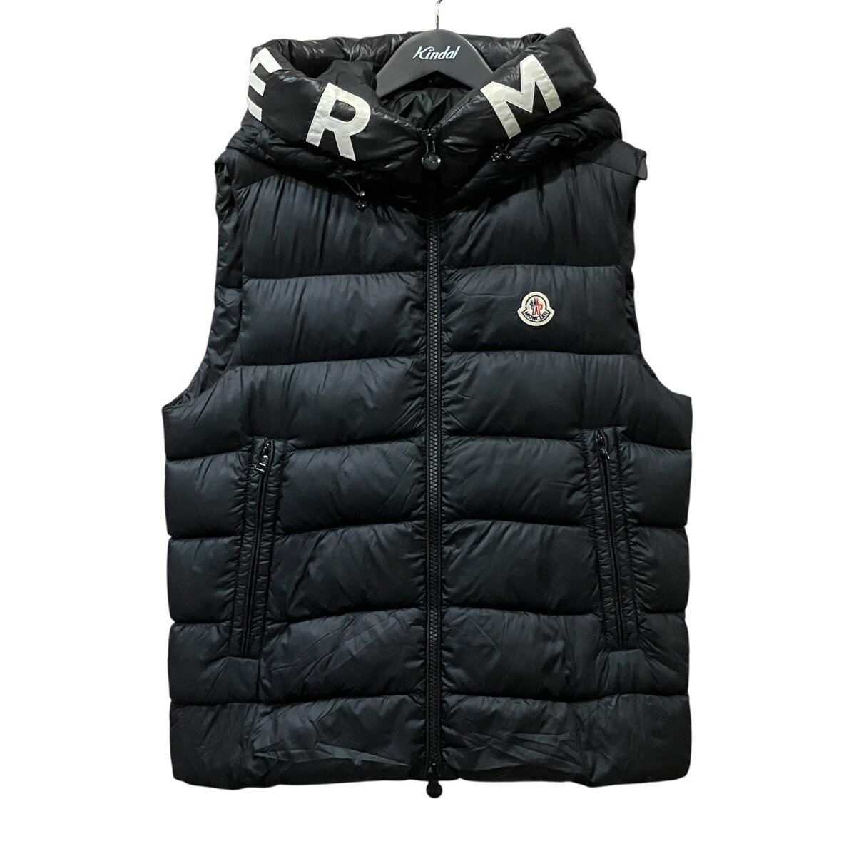 12092【美品・QR鑑定済み】モンクレール　ニット × ダウンベスト　黒 楽天市場】モンクレール ダウンベスト 中古の通販