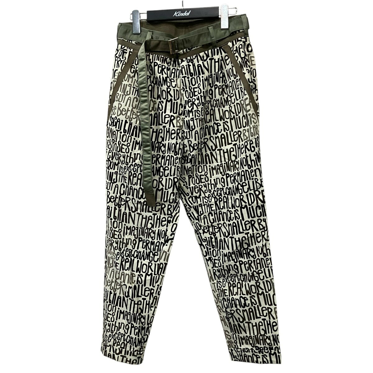 【中古】sacaiウエスト切替総柄パンツ チャコールグレー×カーキ サイズ：1【価格見直し】