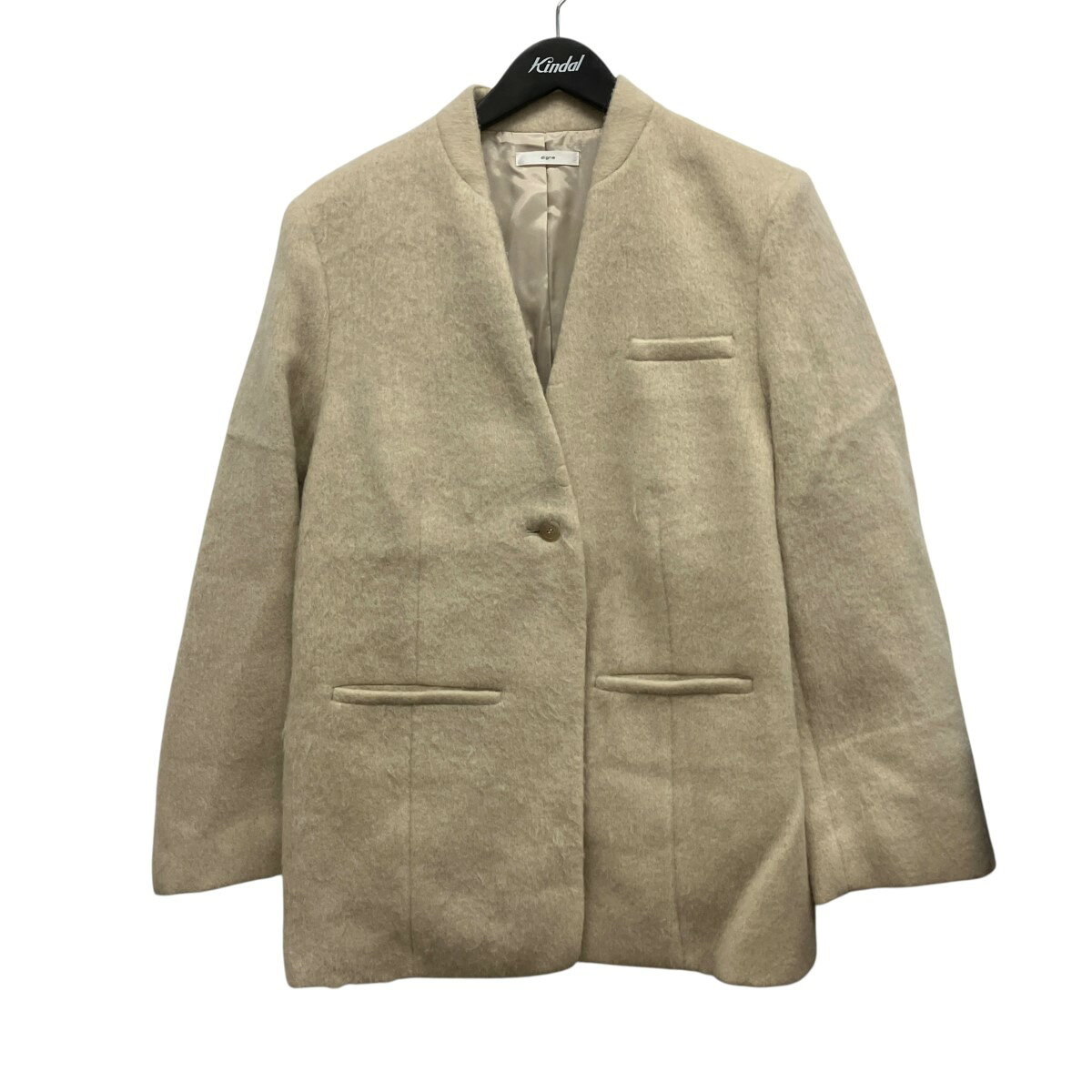 【中古】digne　ノーカラーウールジャケット DIG7A-JK-02 ベージュ サイズ：0 【260926】（ディニュ）