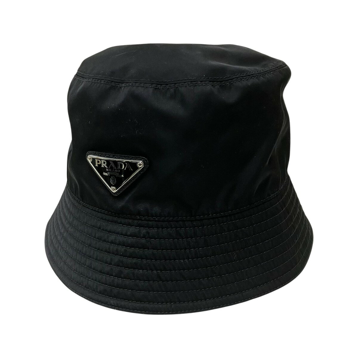 【中古】PRADA　Re-Nylon xシアリング バケットハット ブラック サイズ：L 【031026】（プラダ）