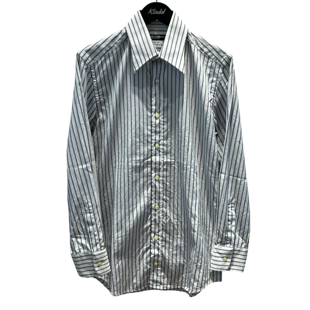 【中古】DOLCE ＆ GABBANA　ストライプ ストライプシャツ G5175T ホワイト×ネイビー サイズ：15 1/2 39 【091026】（ドルチェアンドガッバーナ）