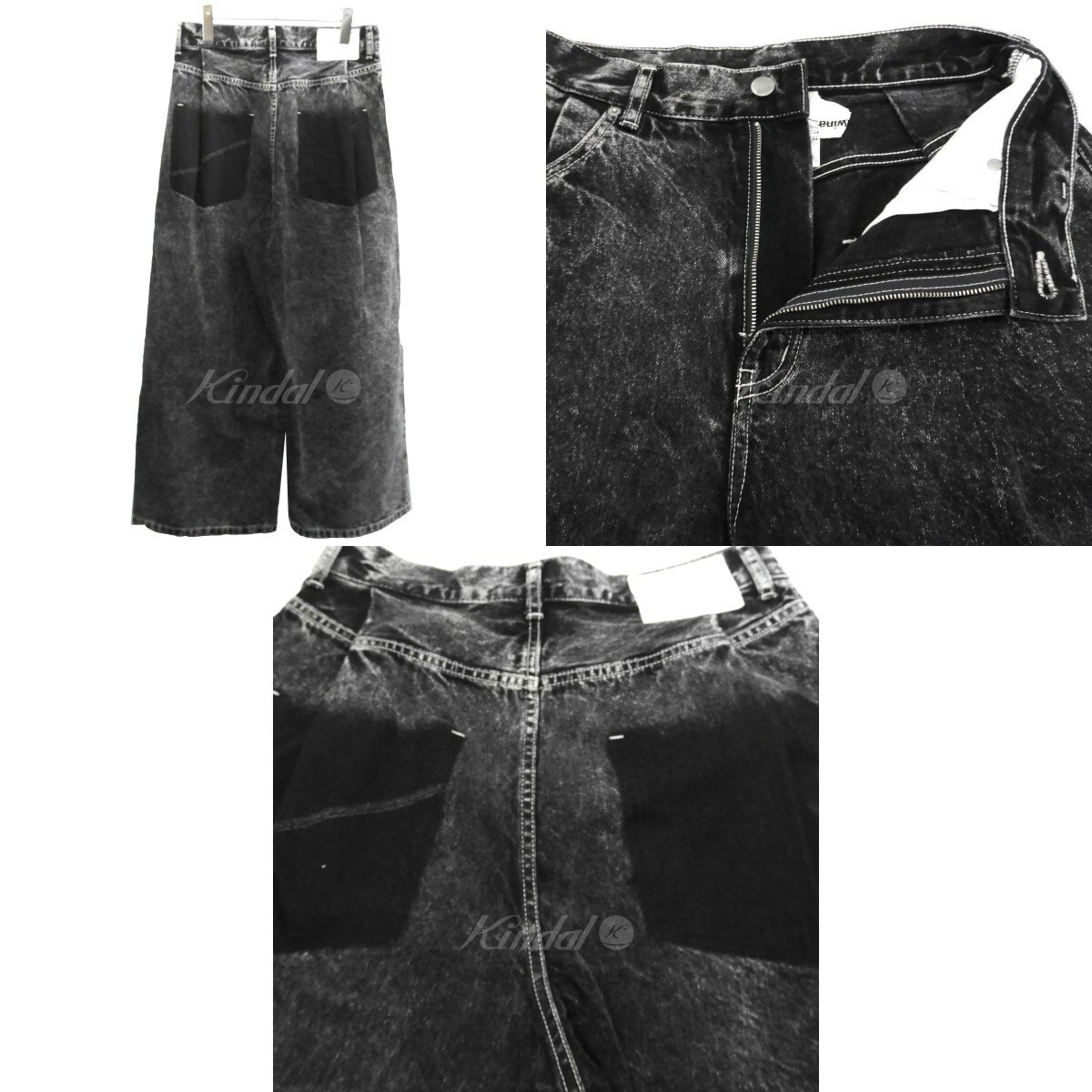 【中古】Edwina Horl　2016AW ケミカルウォッシュワイドデニムパンツ ブラック サイズ：XS 【送料無料】 【190918】（エドウィナホール）