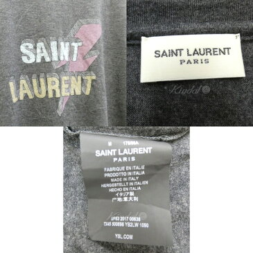 【中古】SAINT LAURENT PARIS　18SS サンダーロゴプリントTシャツ　5000898 チャコールグレー サイズ：M 【240519】（サンローランパリ）