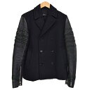 【中古】3．1 phillip lim 袖レザー切替ピーコート ブラック サイズ：XS 【220119】（スリーワンフィリップリム）