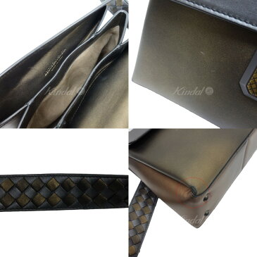 【中古】BOTTEGA VENETA　「ピアッツァ　スモール」　2WAYレザーバック ブロンズ×グレー 【170220】（ボッテガヴェネタ）