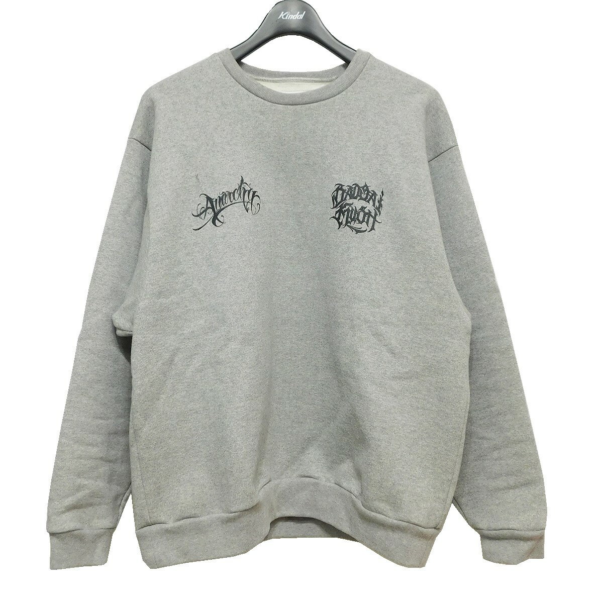 【中古】aphrodite gangANARCHY×BADSAIKUSH PRINT SWEATSHIRT スウェット グレー サイズ：M 【11月29日見直し】