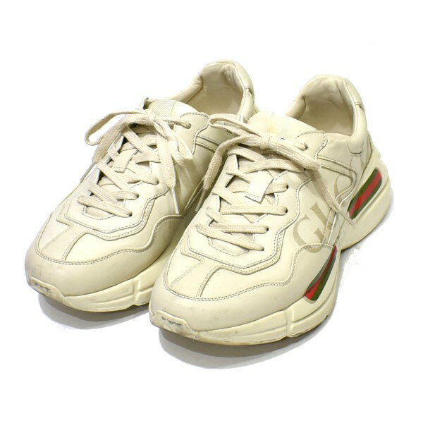 大感謝セール ライトグレー グッチロゴレザースニーカー 中古 Gucci サイズ 5 2501 グッチ 1 2 003s Shm Sp