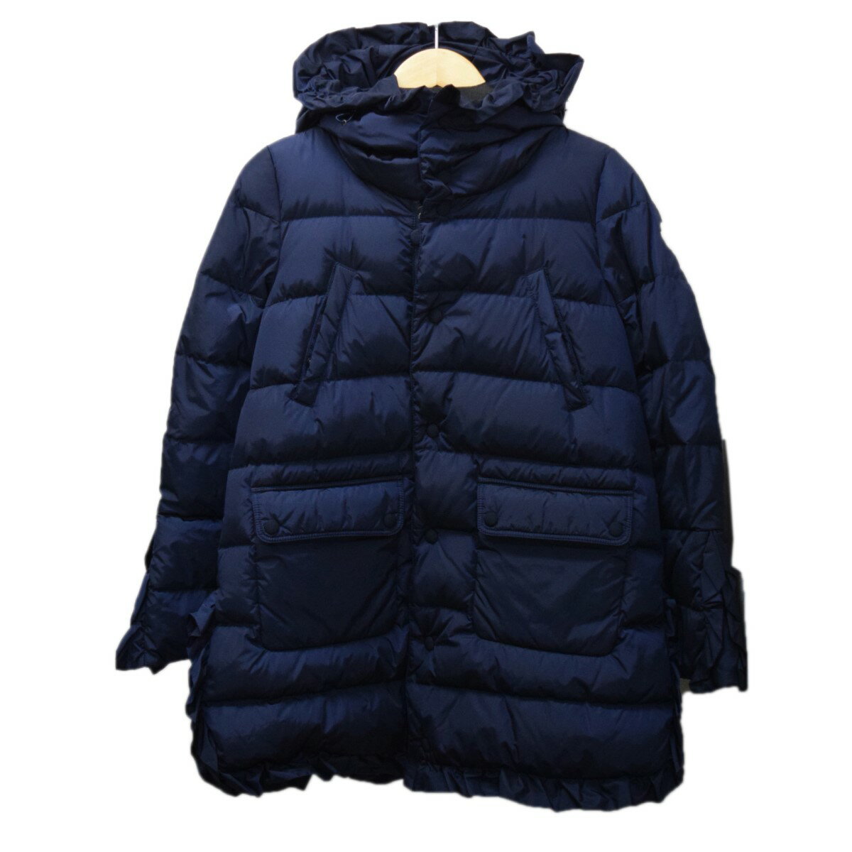 【中古】MONCLERフリルダウンコート　HANDEL ネイビー サイズ：00【価格見直し】