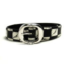 【中古】CHROME HEARTS×MATTY BOY99 Eyes Belt チェック柄ベルト ブラック サイズ：34【価格見直し】