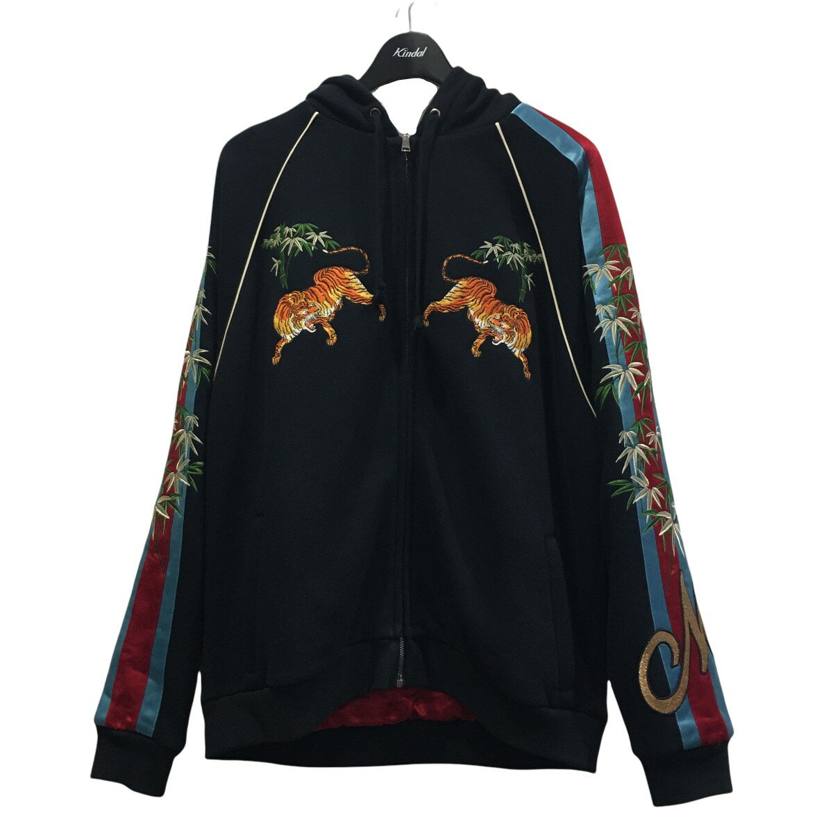 【中古】GUCCI「DIYコレクション」リバーシブルタイガー刺繍パーカー ブラック サイズ：S【価格見直し】