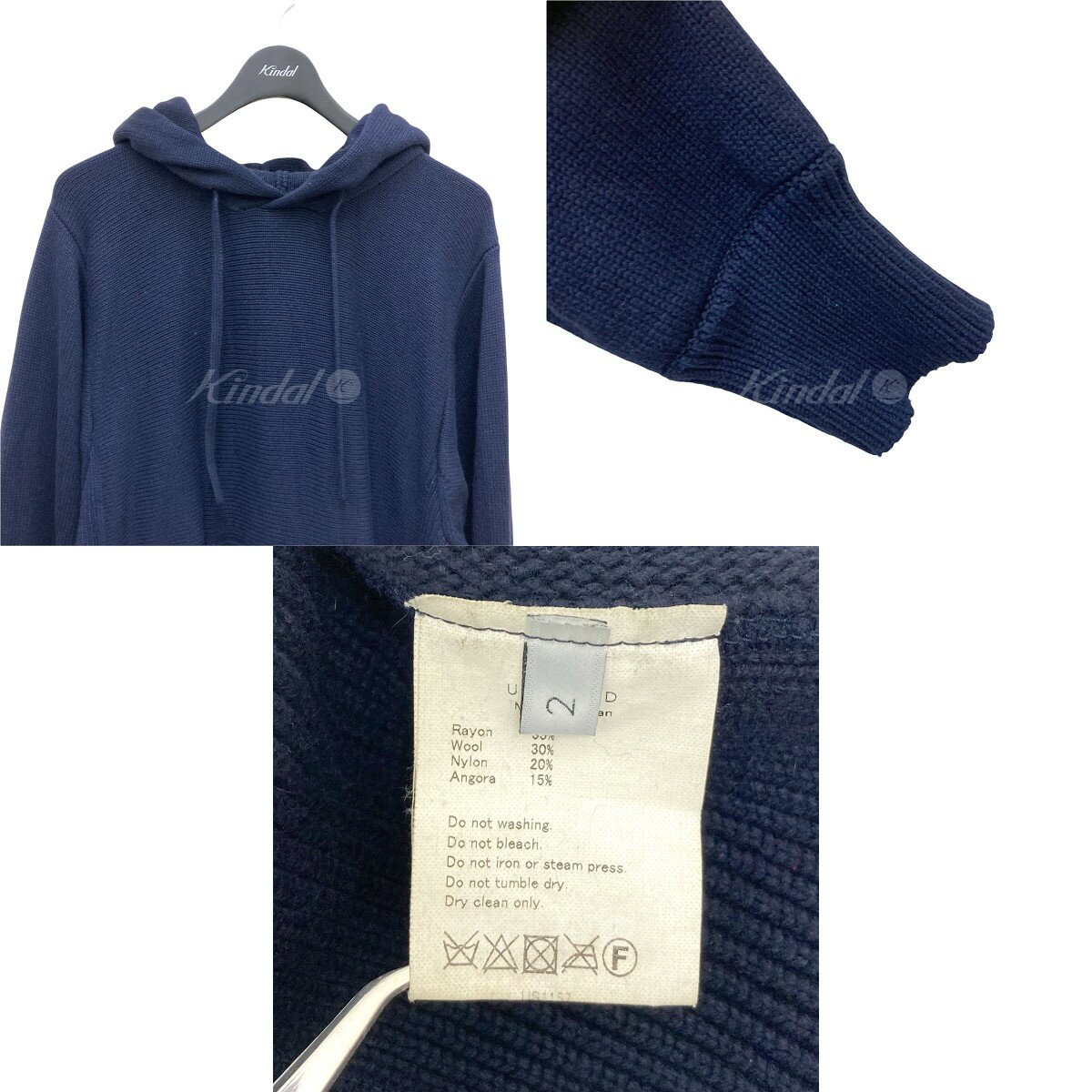 【中古】UNUSED　5G knit hoodie ネイビー サイズ：2 【170222】（アンユーズド）