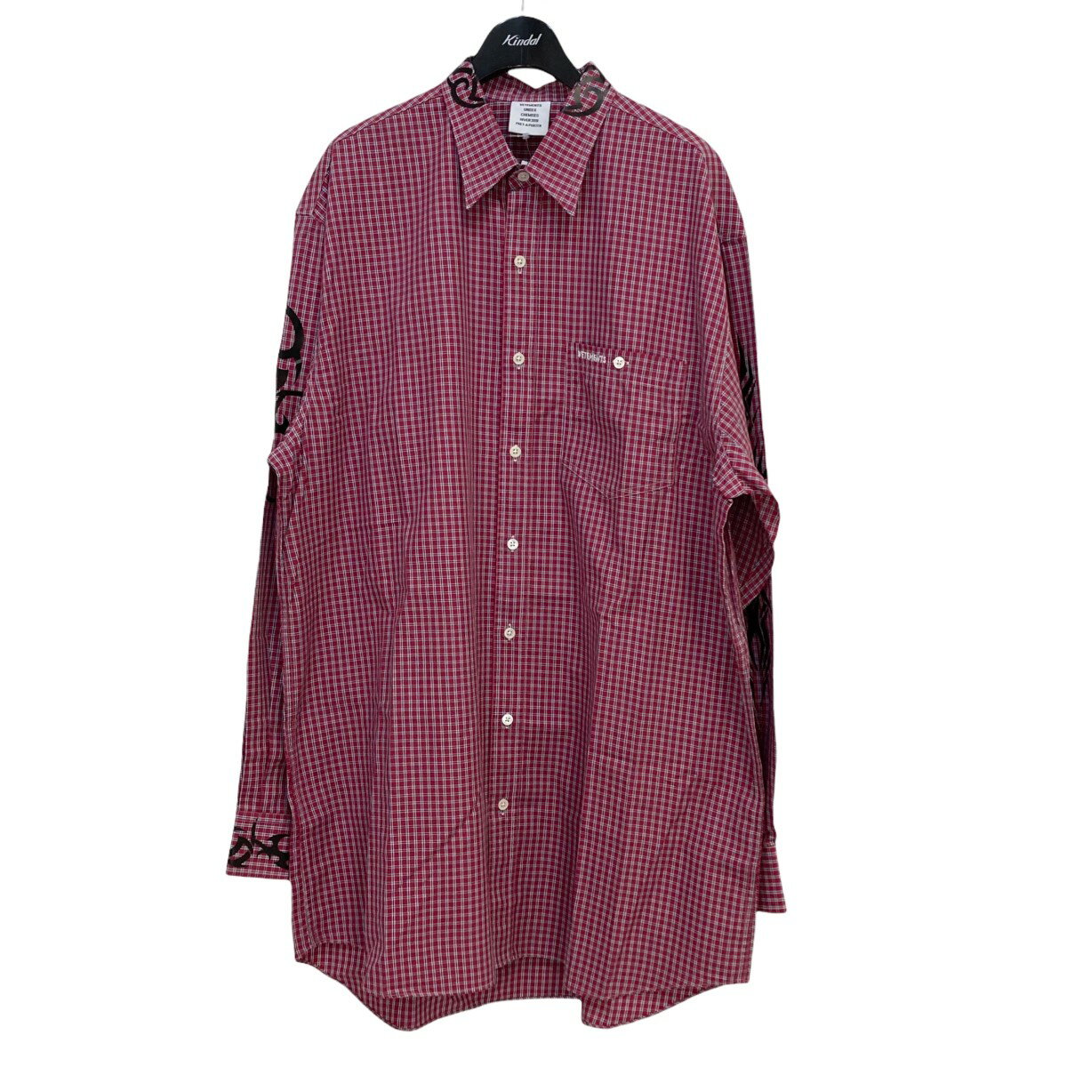 ヴェトモン【中古】VETEMENTS19AW Tribal tattoo shirt レッド サイズ:S【価格見直し】