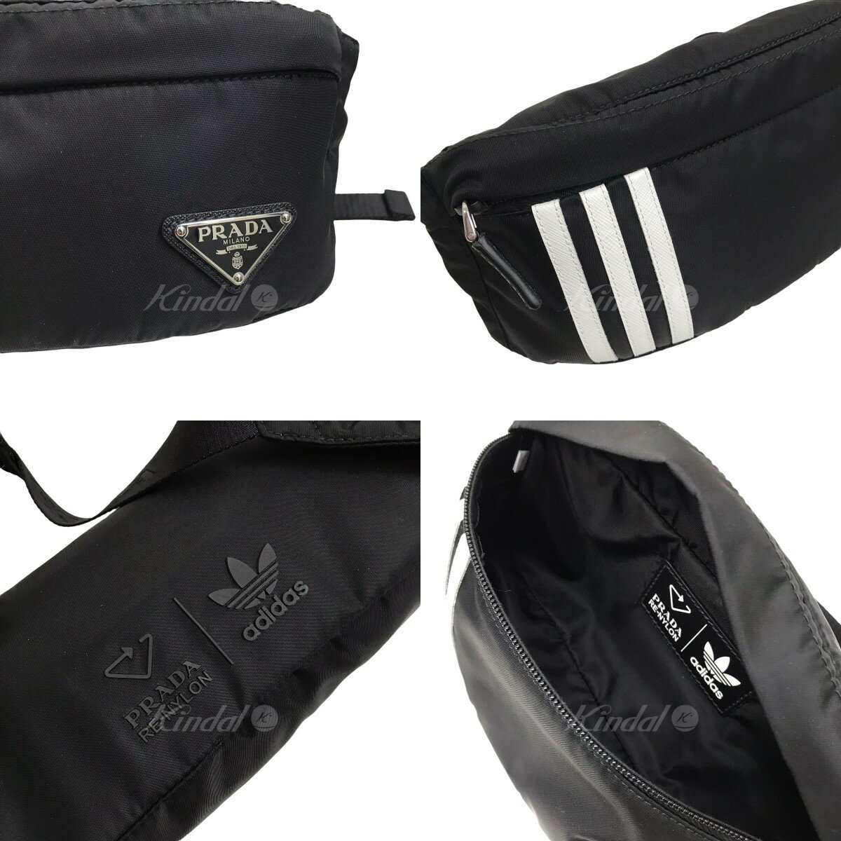 【中古】PRADA × ADIDASRe-Nylon belt bag ナイロンウエストバッグ ブラック サイズ：-【価格見直し】