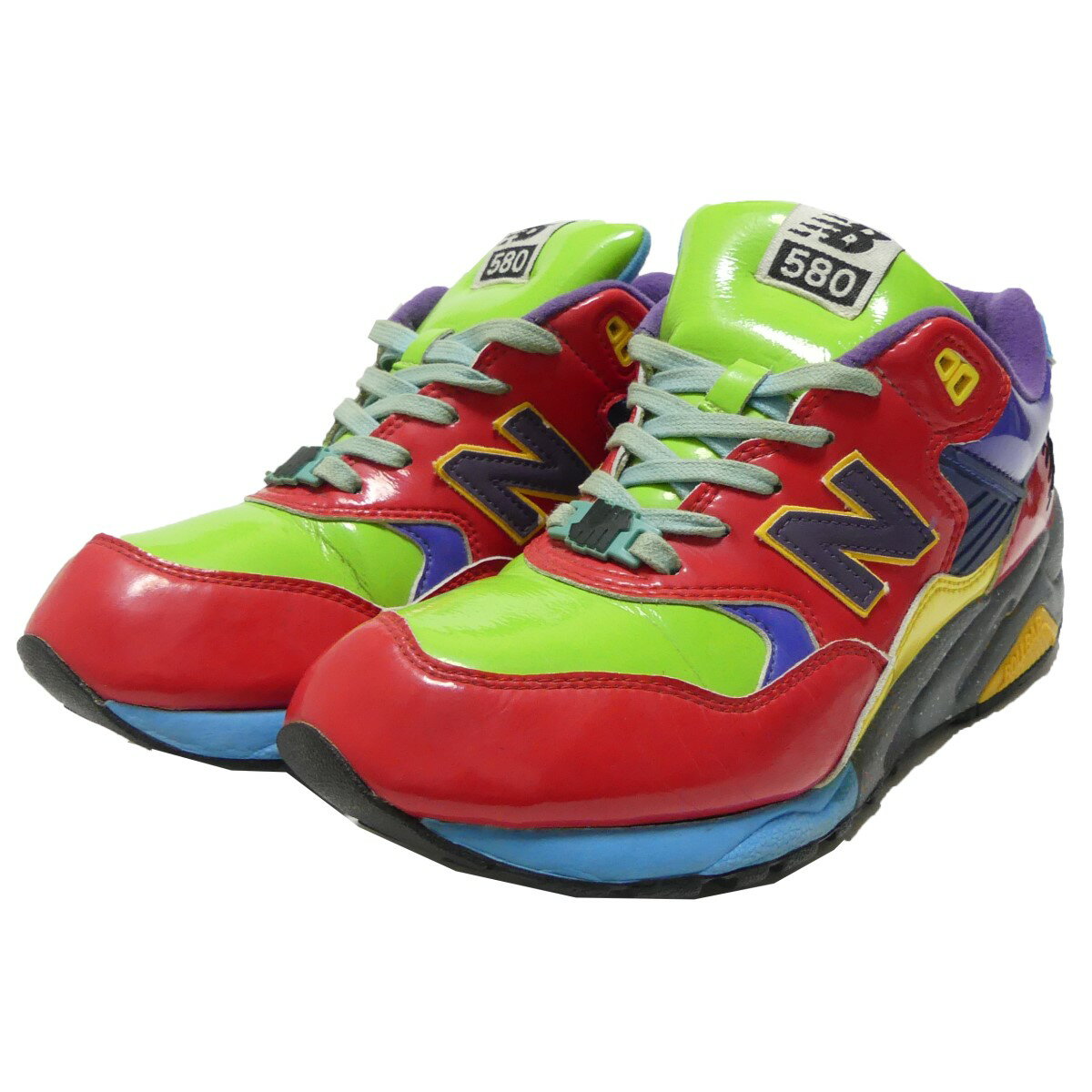 【中古】stussy × newbalance × undefeated × hectic　MT580 ENAMEL RED SNEAKERS エナメル レッド ローカット スニーカー マルチカラー サイズ：27．5 【240422】（ステューシー ニューバランス アンディフィーテッド ヘクティク）