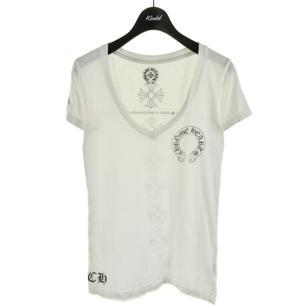 【中古】CHROME HEARTS　VネックTシャツ 2612-304-2821 ホワイト サイズ：XS 【260422】（クロムハーツ）