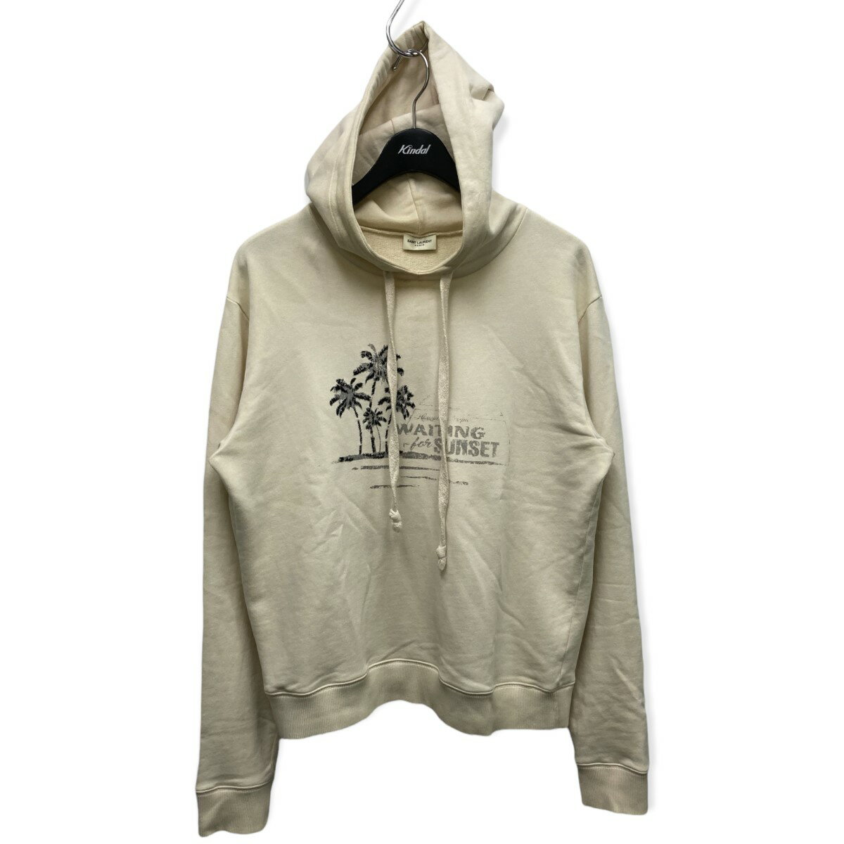 【中古】SAINT LAURENT PARIS18SS ビジューパームツリープルオーバーパーカー ナチュラル サイズ：M【価格見直し】