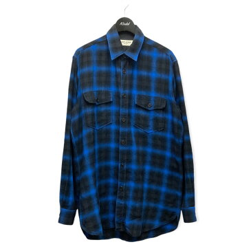 【中古】SAINT LAURENT PARIS16AW オンブレチェックシャツ ブルー サイズ：M【価格見直し】