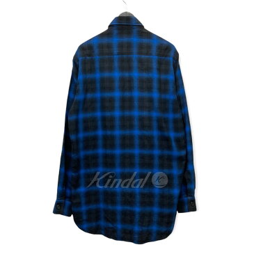 【中古】SAINT LAURENT PARIS16AW オンブレチェックシャツ ブルー サイズ：M【価格見直し】