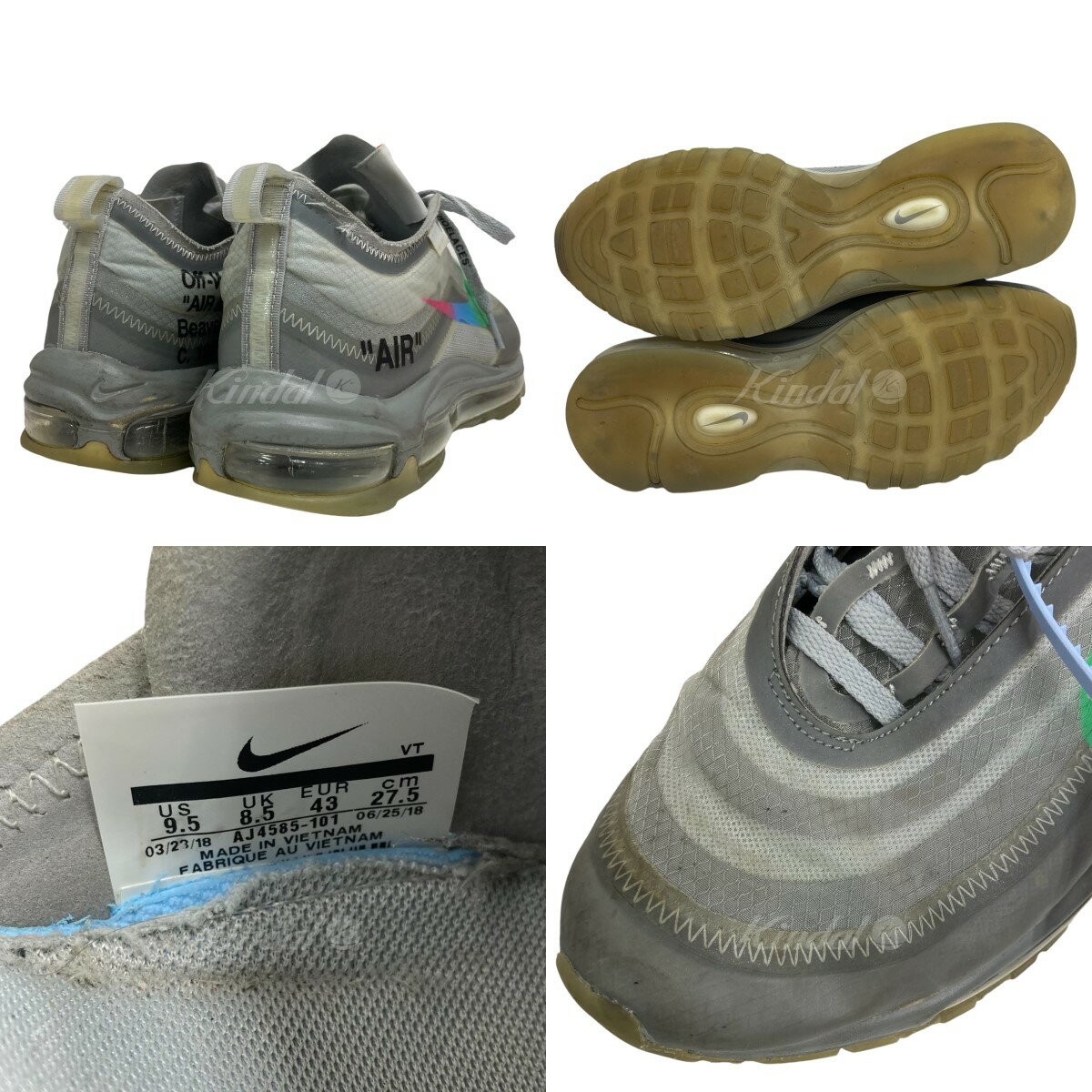 【中古】OFFWHITE「THE 10：NIKE AIR MAX 97 OG」スニーカー グレー サイズ：27．5cm【価格見直し】