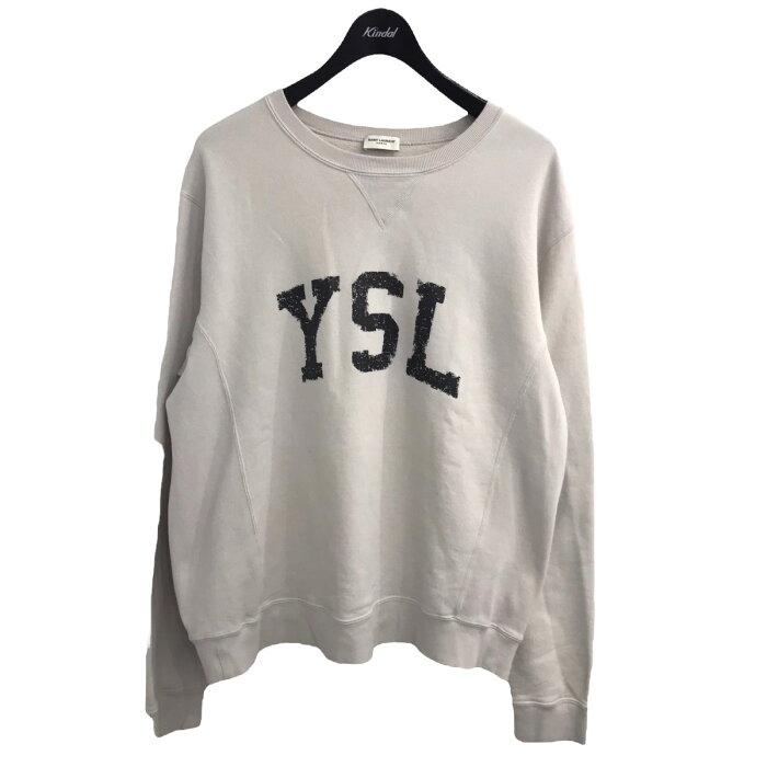 【中古】SAINT LAURENT PARIS2021AW YSLプリントスウェット ベージュ サイズ：XL【価格見直し】