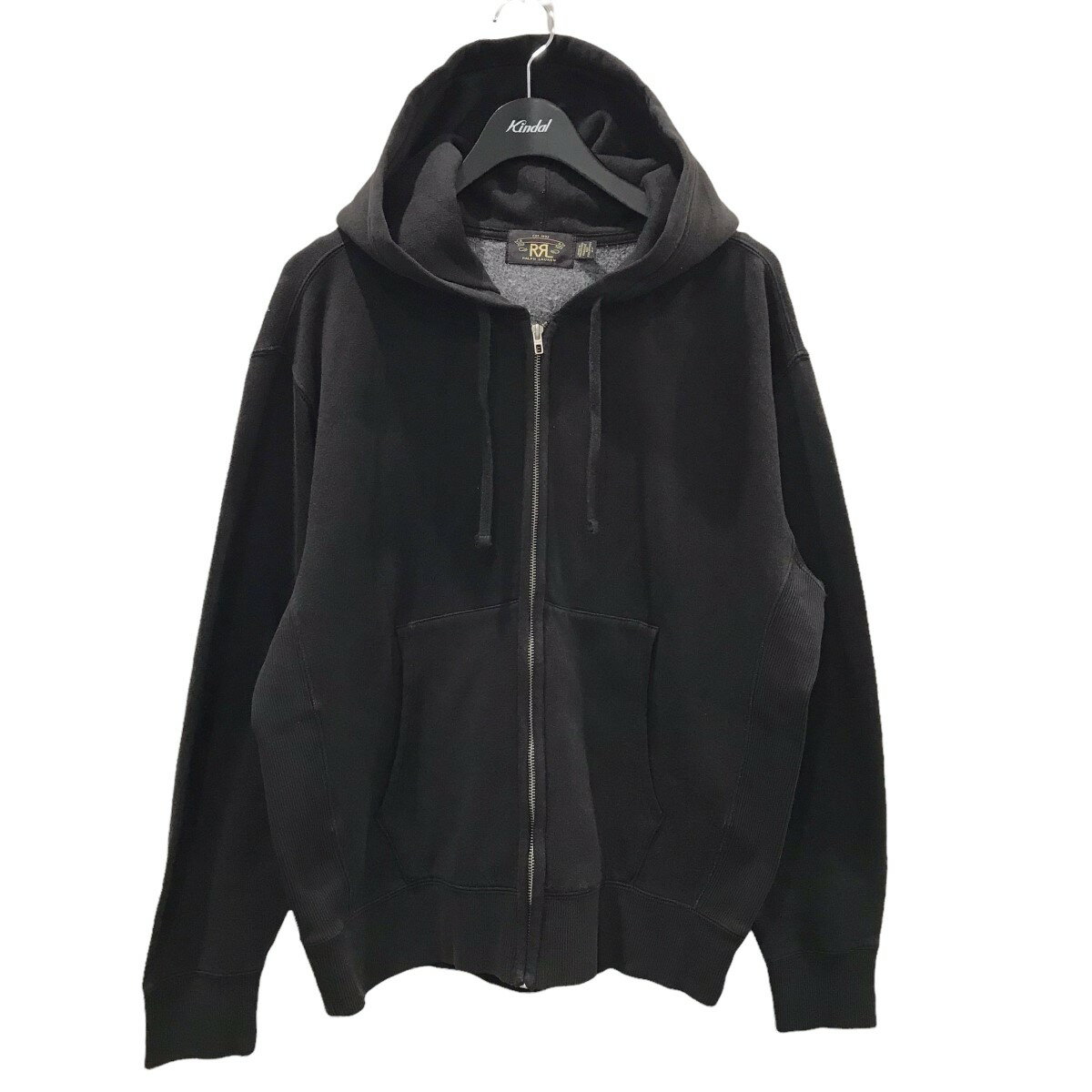 【中古】RRL　製品染めジップアップパーカー Garment-Dyed Hoodie ブラック サイズ：L 【080622】（ダブルアールエル）