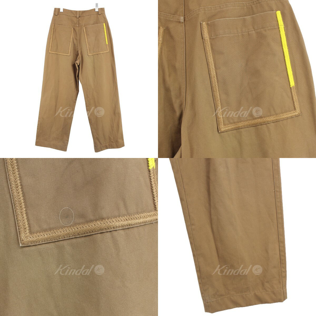 【中古】JIL SANDER20SS コットンキャンバスワイドレッグロングパンツ ワイドパンツ ブラウン サイズ：48【価格見直し】