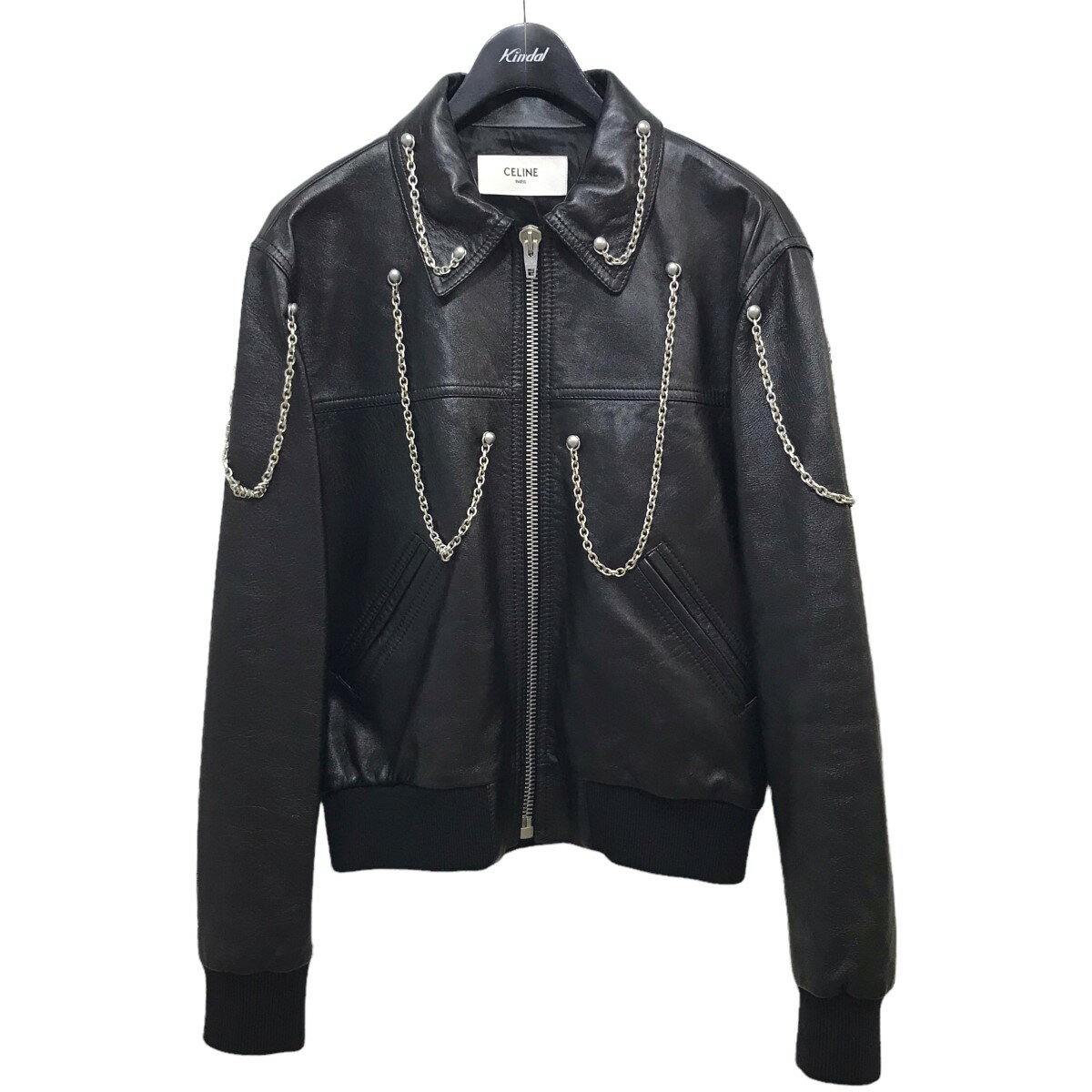 【中古】CELINE by Hedi Slimane21AW TEEN KNIGHT POEM ラムスキンオーバーサイズレザーブルゾン ブラック サイズ：46【価格見直し】のサムネイル