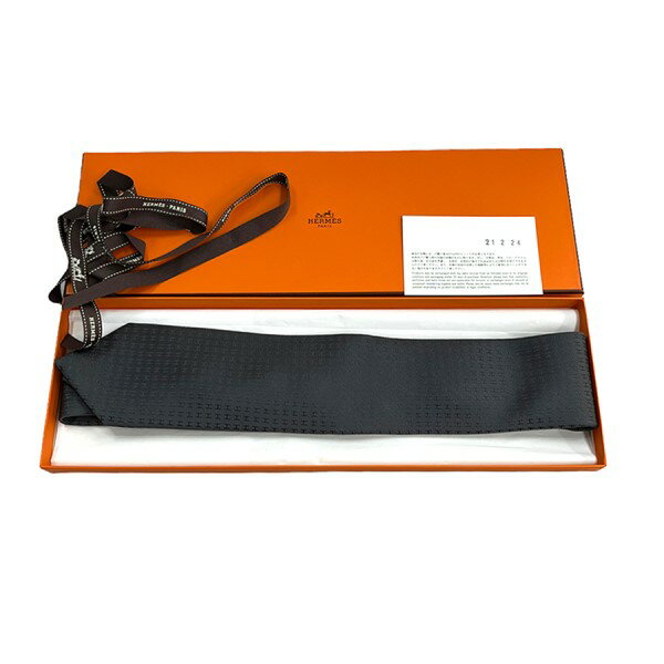 【中古】HERMES　H柄 シルク ネクタイ【2021／02／24購入】 グレー サイズ：- 【260622】（エルメス）