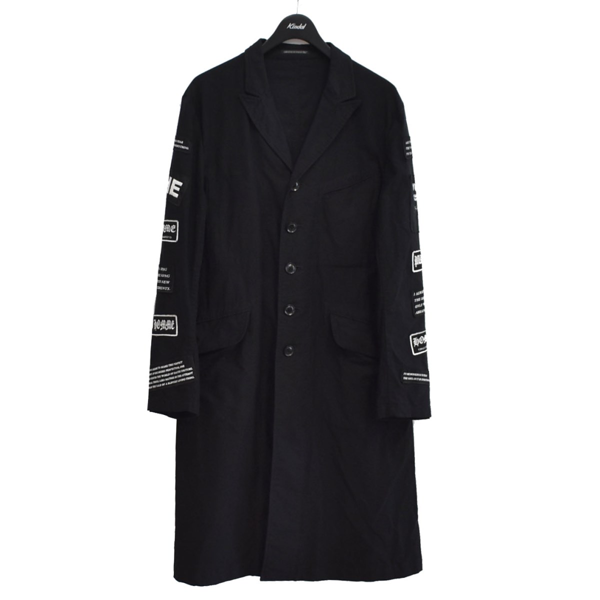 【中古】YOHJI YAMAMOTO pour homme × READYMADE　17SS Picked Long Jacket ロングジャケット ブラック サイズ：3 【020722】（ヨウジヤマモトプールオム レディメイド）