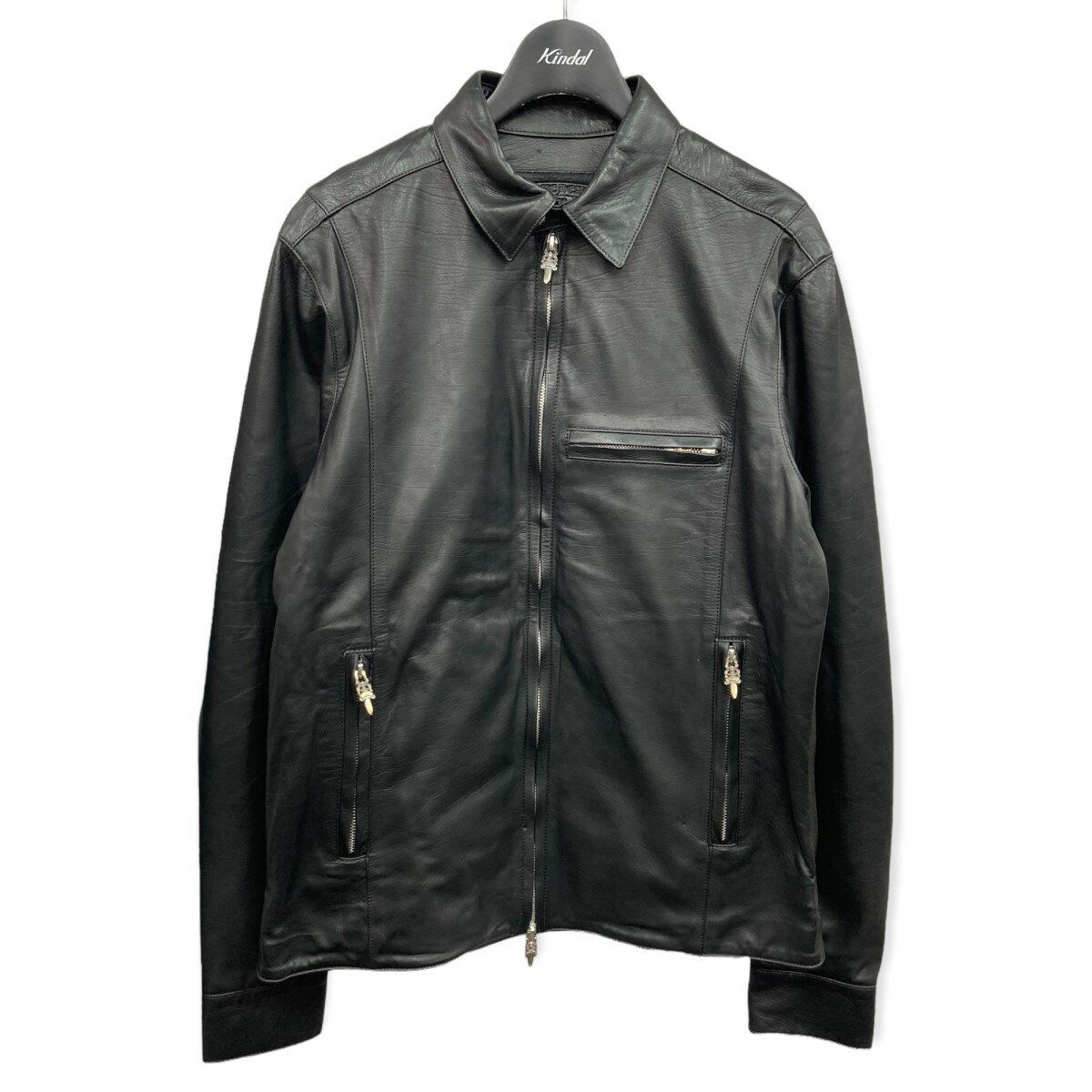 【中古】CHROME HEARTS　「ACTIVE DUTY LTHR」ダガージップレザーシングルライダース ブラック サイズ：S 【040722】（クロムハーツ）