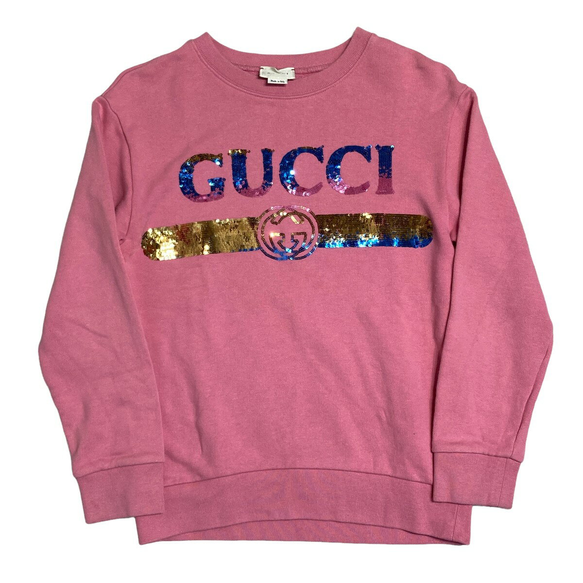 【中古】GUCCI　Children’s スパンコールロゴ スウェットシャツ ピンク サイズ：10 【050722】（グッチ）