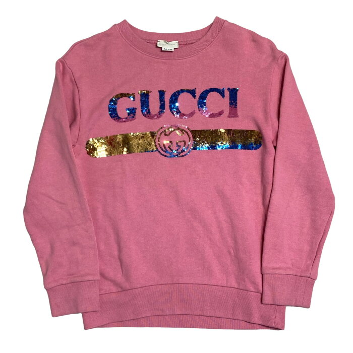 【中古】GUCCI　Children’s スパンコールロゴ スウェットシャツ ピンク サイズ：10 【050722】（グッチ）