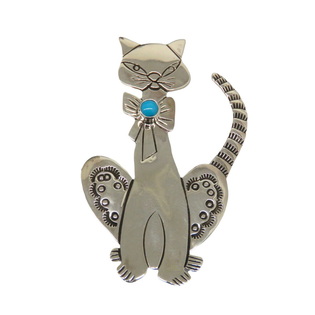 【中古】HARPO　Silver Cat Turquoise Brooch キャットモチーフブローチ シルバー 【180722】（ハルポ）