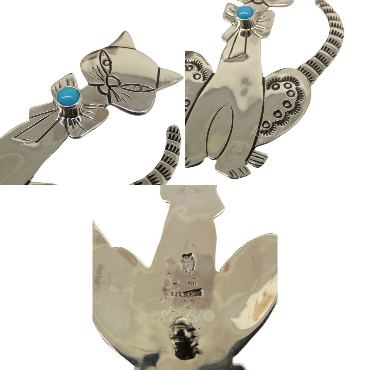 【中古】HARPO　Silver Cat Turquoise Brooch キャットモチーフブローチ シルバー 【180722】（ハルポ）