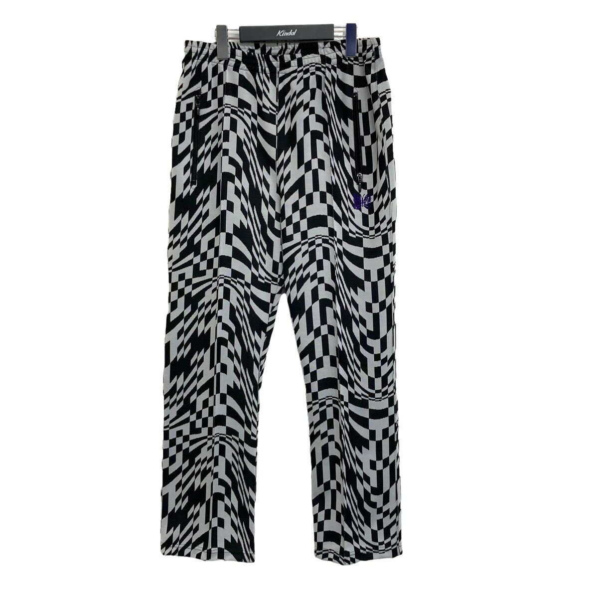 【中古】Needles×STUDIOUS　「Track Pants Poly Jq」トラックパンツ ホワイト×ブラック サイズ：S 【200722】（ニードルス×ストゥディオス）