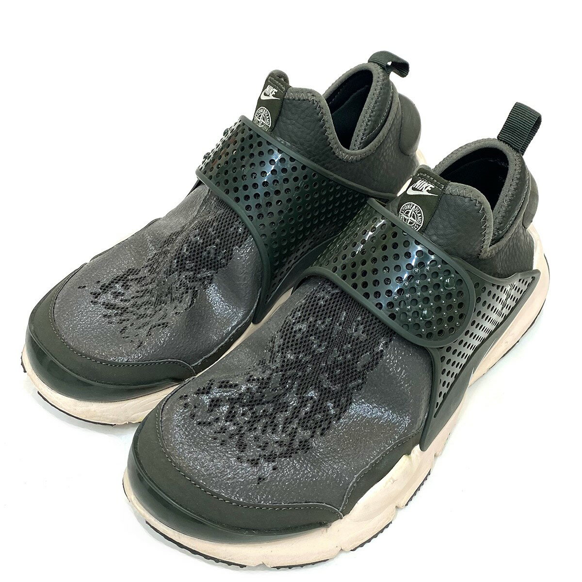 【中古】NIKE×STONE ISLAND　SOCK DART MID／SI STONE ISLAND SEQUA／LT OREWOOD BRN(オリーブ系) サイズ：US8 【200722】（ナイキ×ストーンアイランド）