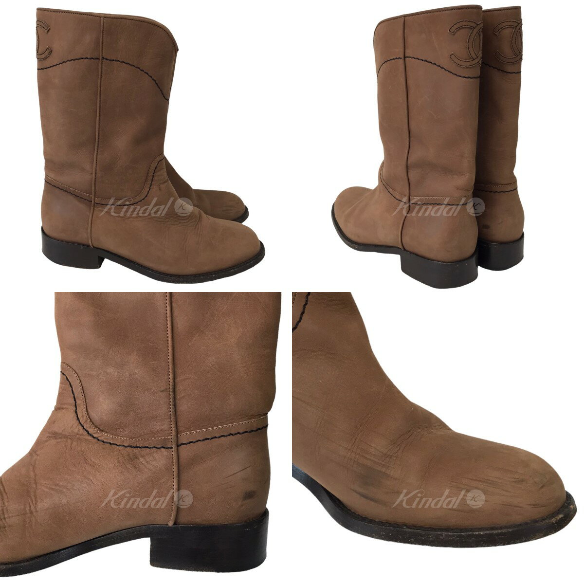 【中古】CHANEL　ココマークウエスタンブーツ ブラウン サイズ：37C 【240722】（シャネル）