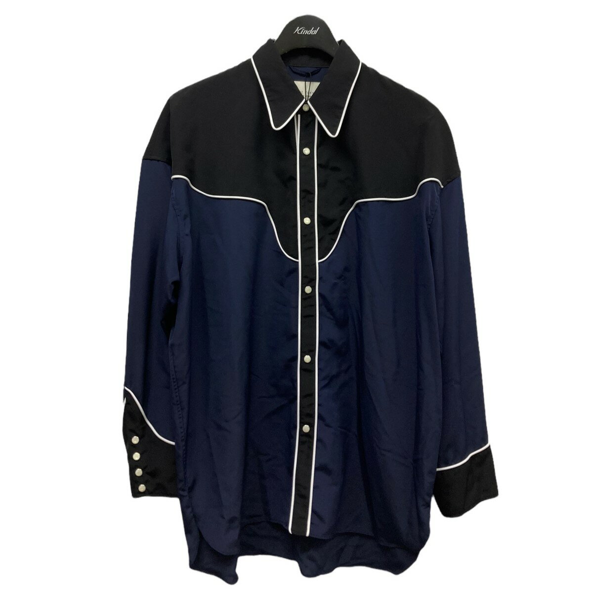 【中古】PUBLIC TOKYO　サテンウエスタンシャツ ブラック×ネイビー サイズ：1 【270722】（ファブリックトーキョー）のサムネイル