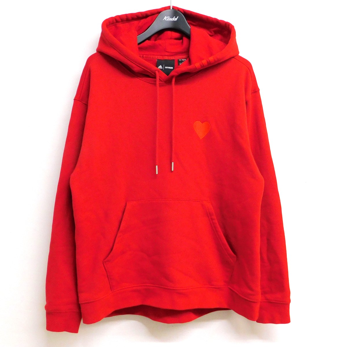 【中古】adidas 2021AW IVY PARK IVP HOODIE コラボパーカー レッド サイズ：J M 【290722】（アディダス）