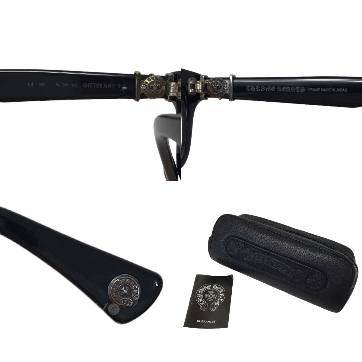 【中古】CHROME HEARTS　「GITTIN ANY」眼鏡 ブラック サイズ：52□19-145 【010822】（クロムハーツ）