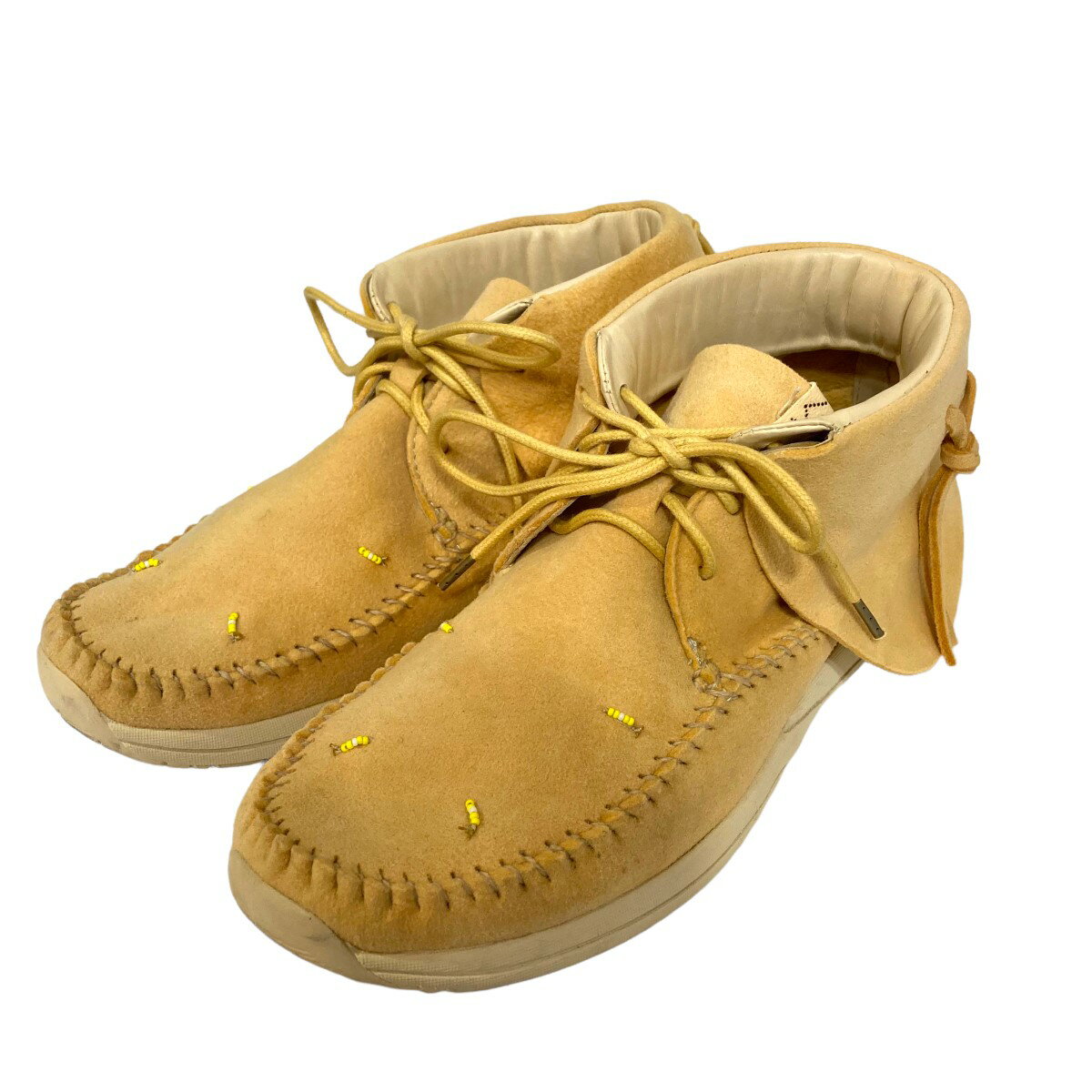 【中古】VISVIM　Lhamo-Folk Beaded Suede Boots スウェードアンクルブーツ ベージュ サイズ：US 10（約28cm） 【010822】（ビズビム）