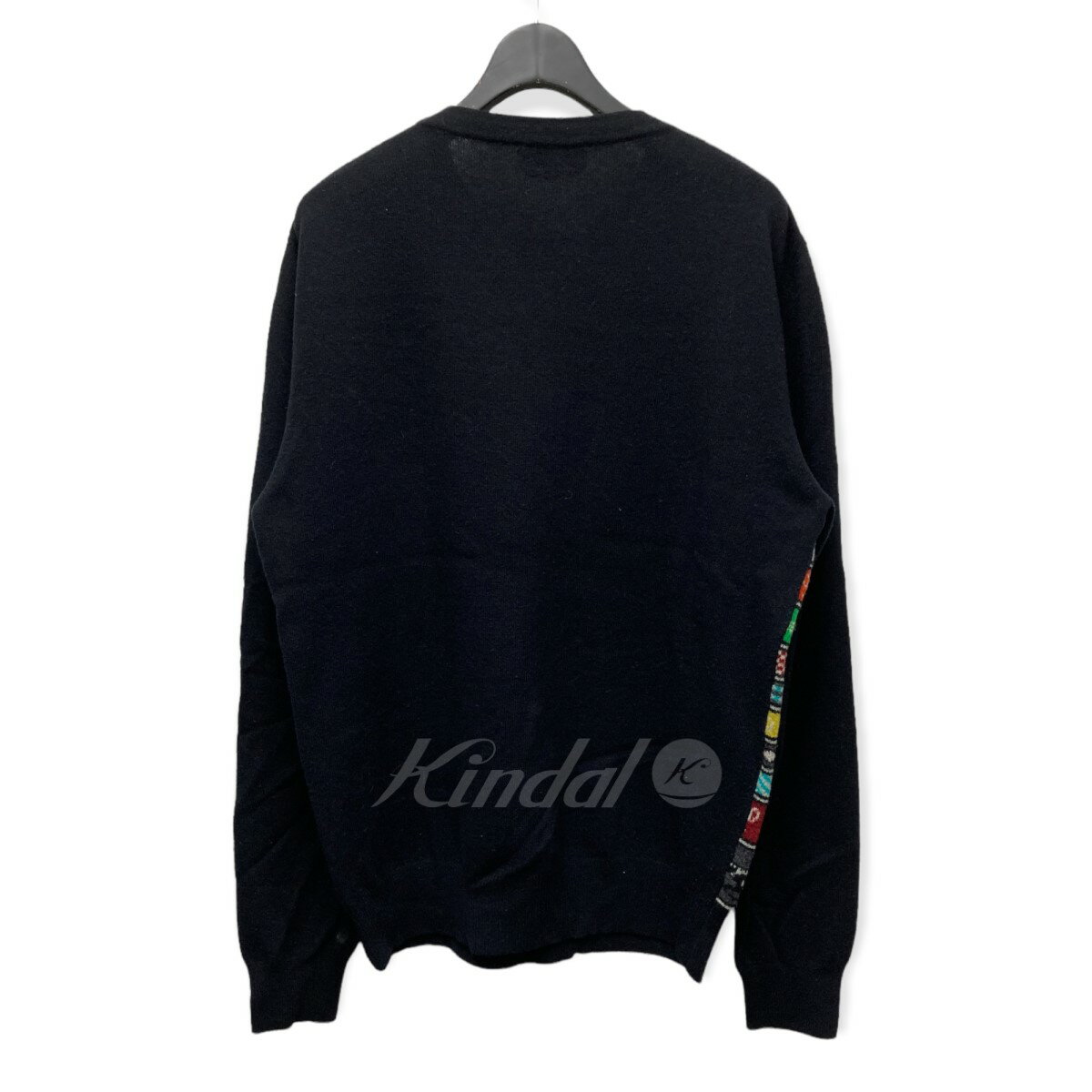 【中古】HERMES　カシミヤ×ウールジョッキー柄ニット ブラック×マルチカラー サイズ：S 【190822】（エルメス）