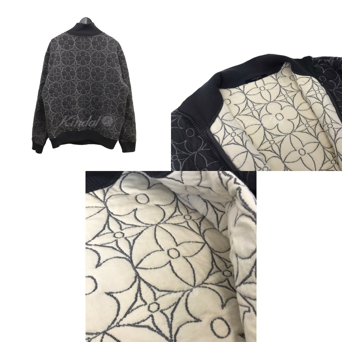 【中古】LOUIS VUITTON　2021AW ジップスルーモノグラムフラワーブルゾン グレー サイズ：L 【200822】（ルイヴィトン）