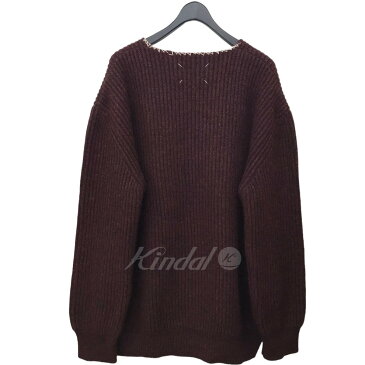 【中古】Maison Martin Margiela10 20AW ネックステッチニットセーター バーガンディー サイズ:XL 【290822】(メゾンマルタンマルジェラ)