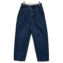 【中古】FARAHTwo-tuck Wide Tapard Pants　タック入りデニム　パンツ　ジーンズ インディゴ サイズ：28【価格見直し】