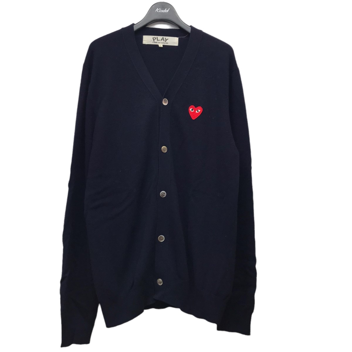 【中古】PLAY COMME des GARCONS　ハートカーディガン ネイビー サイズ：L 【021022】（プレイコムデギャルソン）のサムネイル